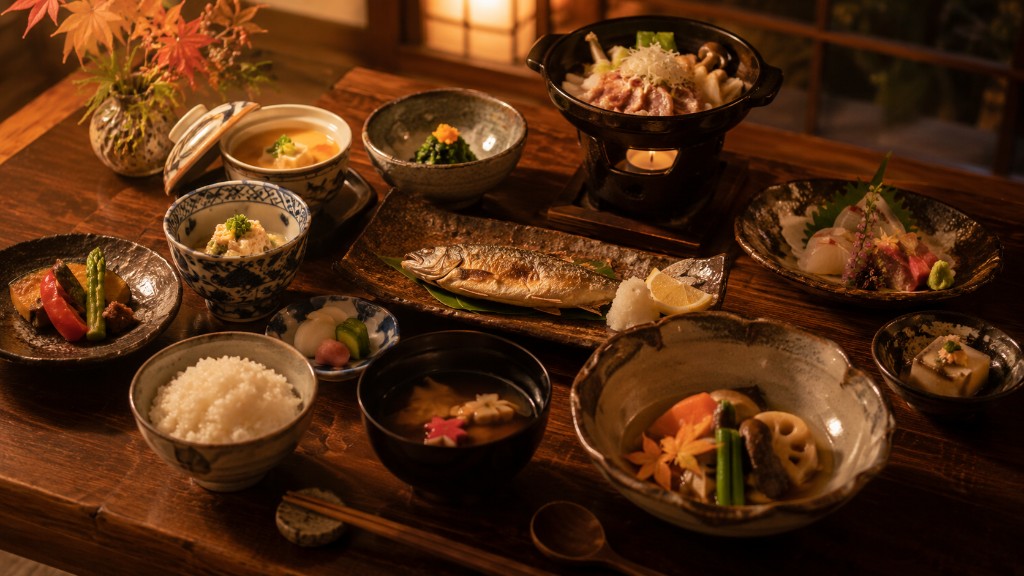 会津の山里料理、夕食の膳